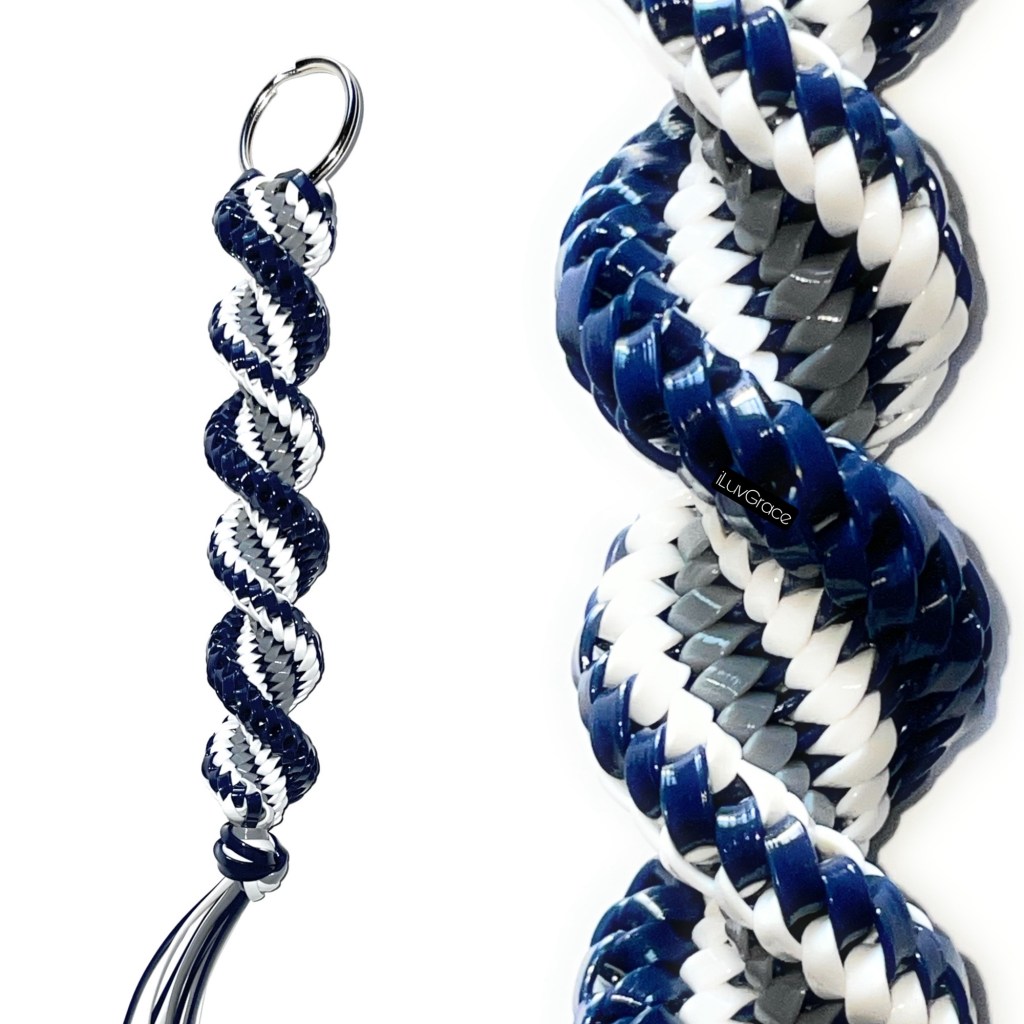 Navy Blue, Grey & White&nbsp;Keychain